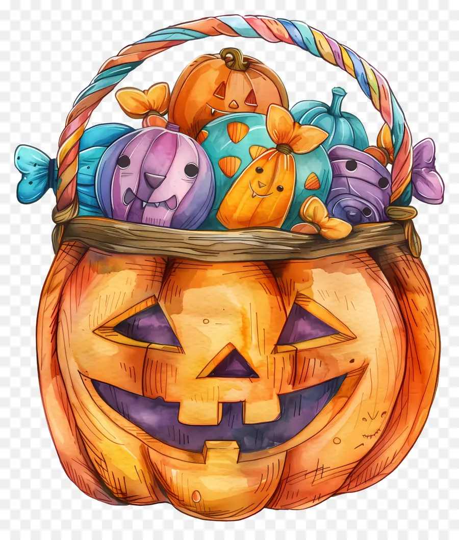 Keranjang Halloween，Keranjang Labu PNG