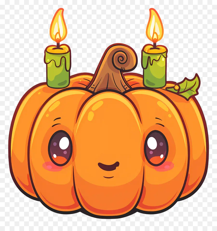 Lilin Halloween，Labu Kuning PNG