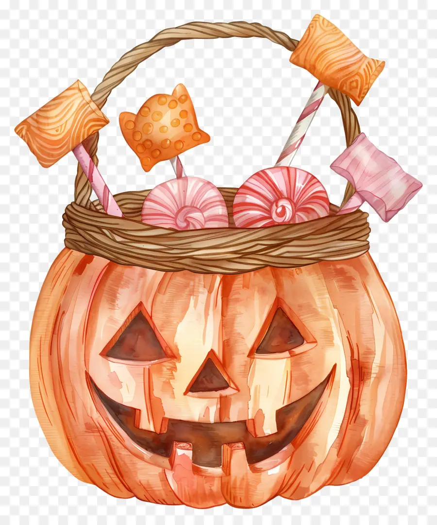 Keranjang Halloween，Keranjang Labu PNG