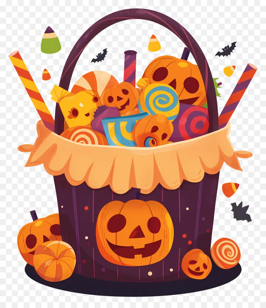 Keranjang Halloween，Keranjang Labu PNG