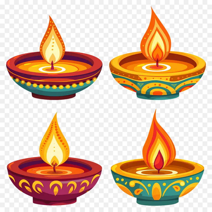 Lilin Diwali，Diya Dekoratif PNG