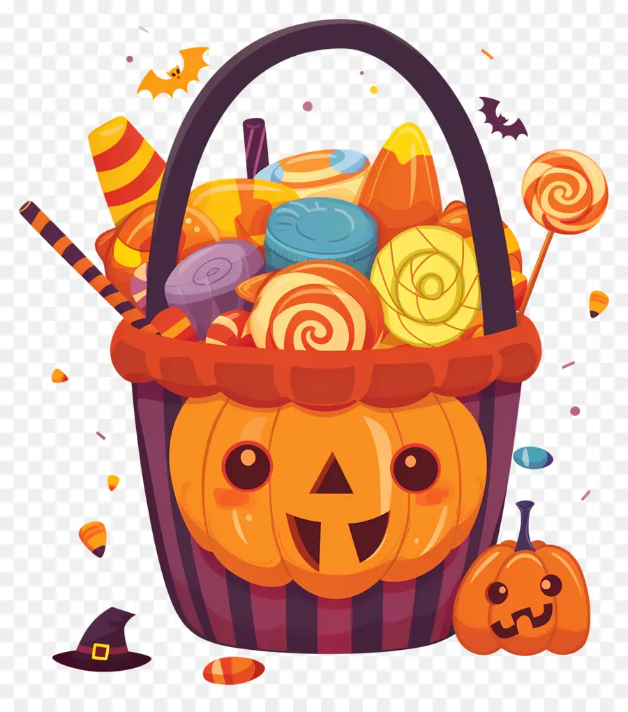 Keranjang Halloween，Keranjang Labu PNG