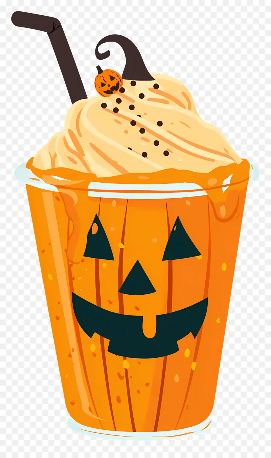 Susu Kocok Halloween，Minuman Bertema Labu PNG