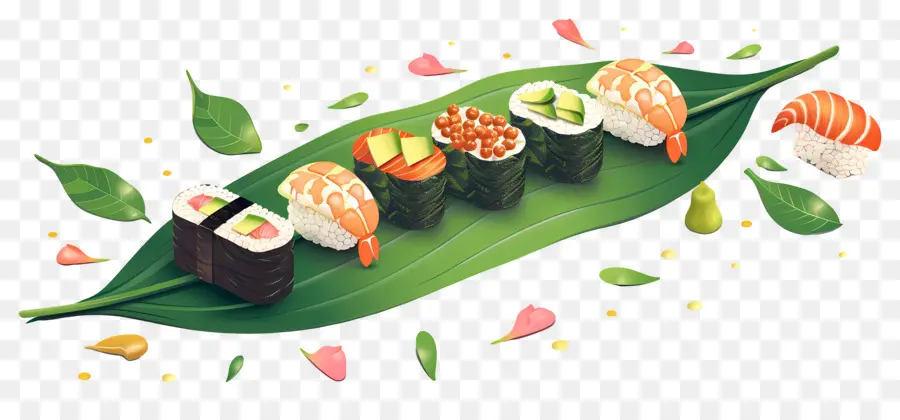 Sushi Di Atas Daun，Sushi Di Daun PNG