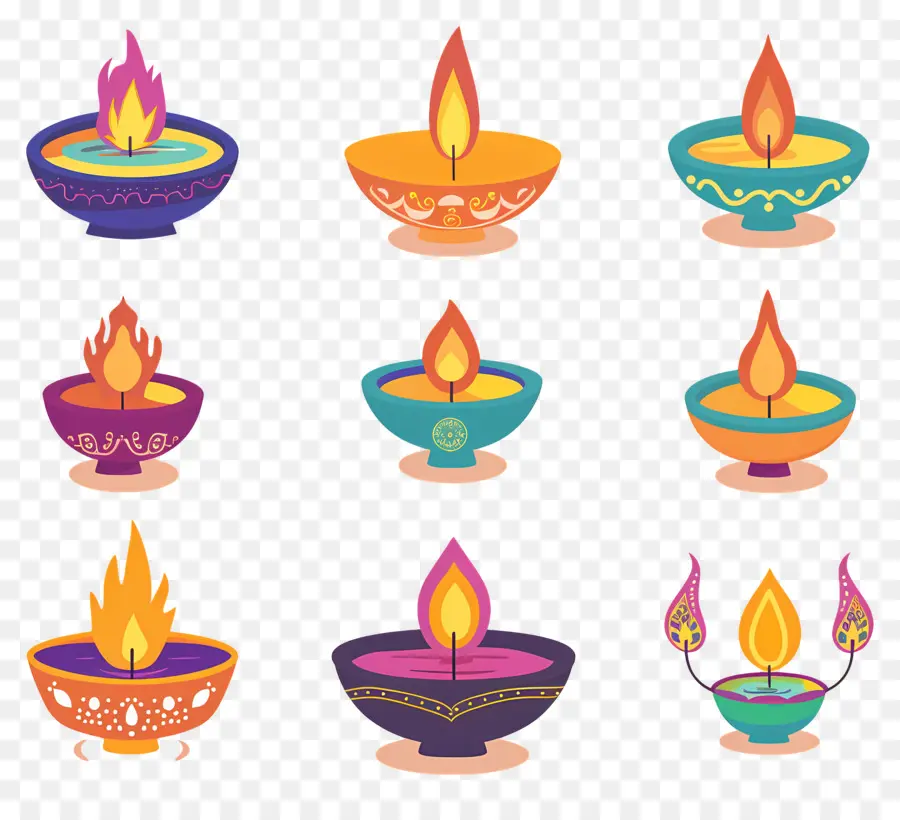 Lilin Diwali，Pastel Diya PNG