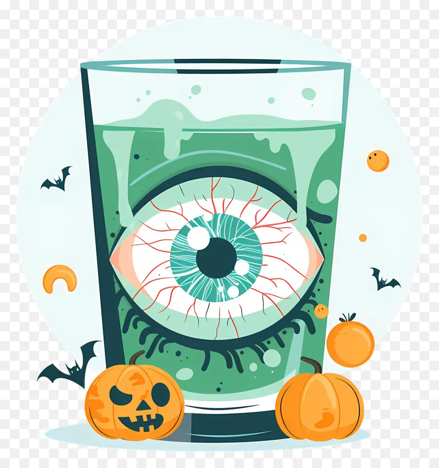 Minuman Halloween，Minuman Hijau Dengan Mata PNG