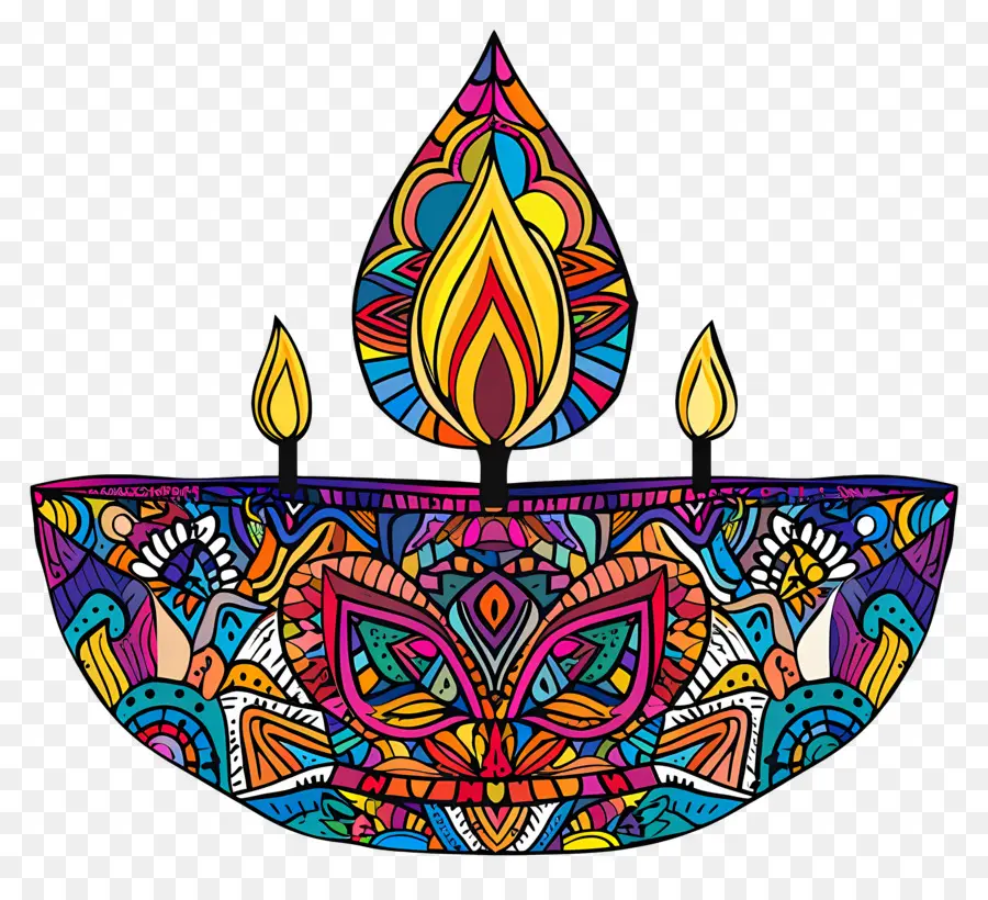 Diwali Diya，Diya Yang Rumit PNG