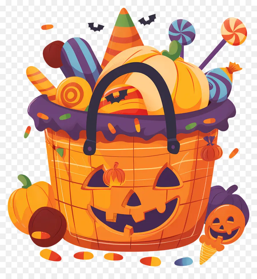 Keranjang Halloween，Keranjang Labu PNG