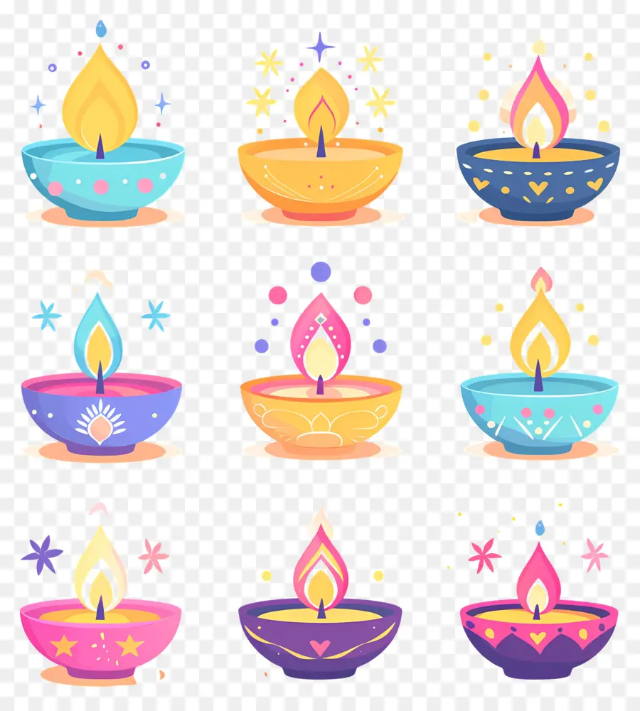 Lilin Diwali，Pastel Diya PNG