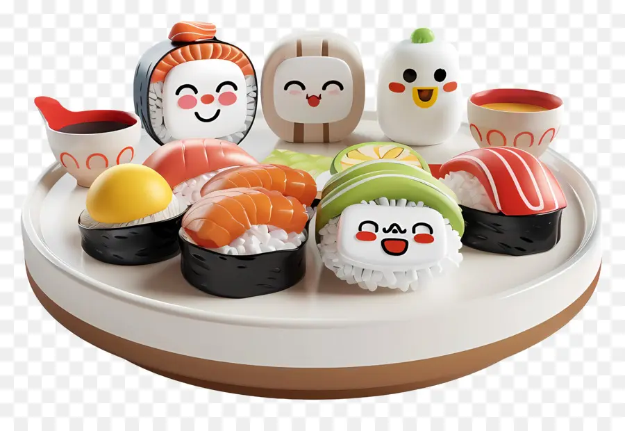 Kartun Sushi，Bermacam Macam Sushi PNG