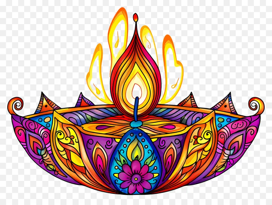 Diwali Diya，Diya Yang Penuh Warna PNG