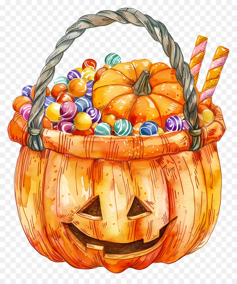 Keranjang Halloween，Keranjang Labu PNG