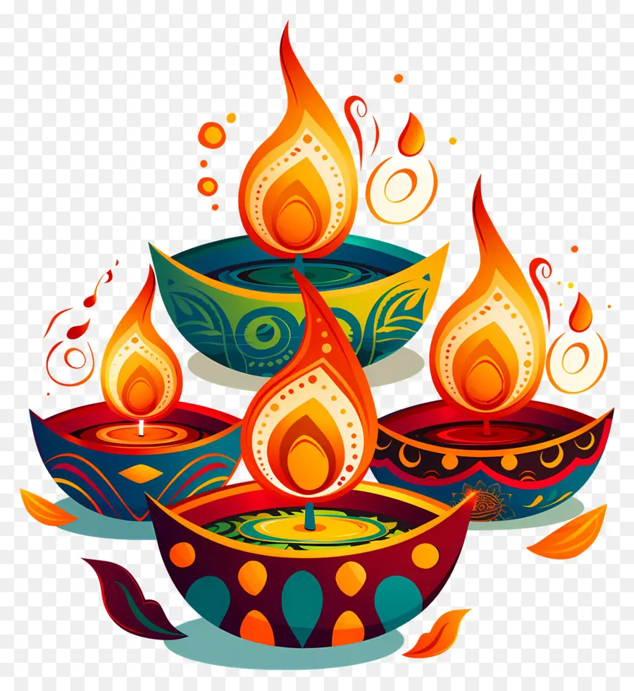 Lilin Diwali，Diyas Yang Bersemangat PNG