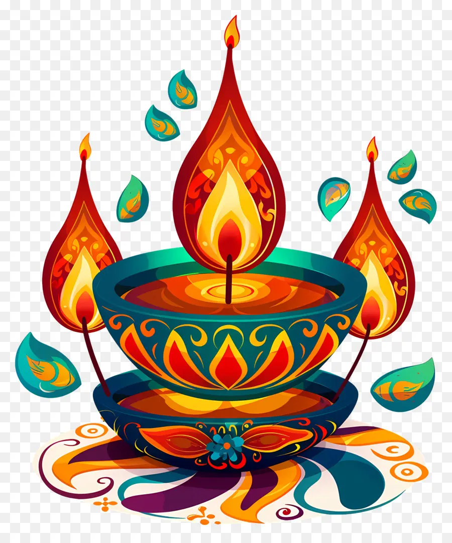 Lilin Diwali，Diya Dekoratif PNG