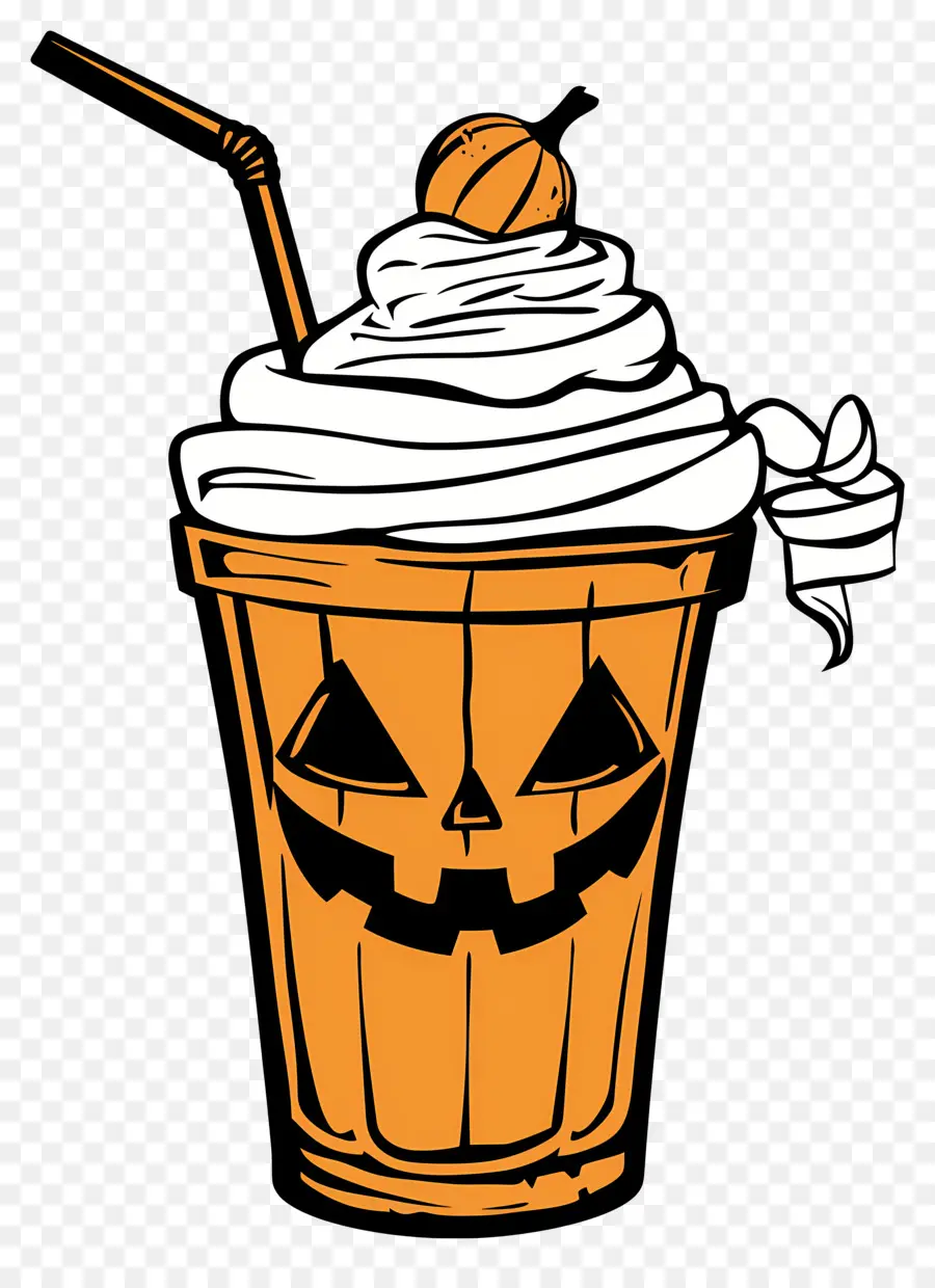 Susu Kocok Halloween，Minuman Bertema Labu PNG