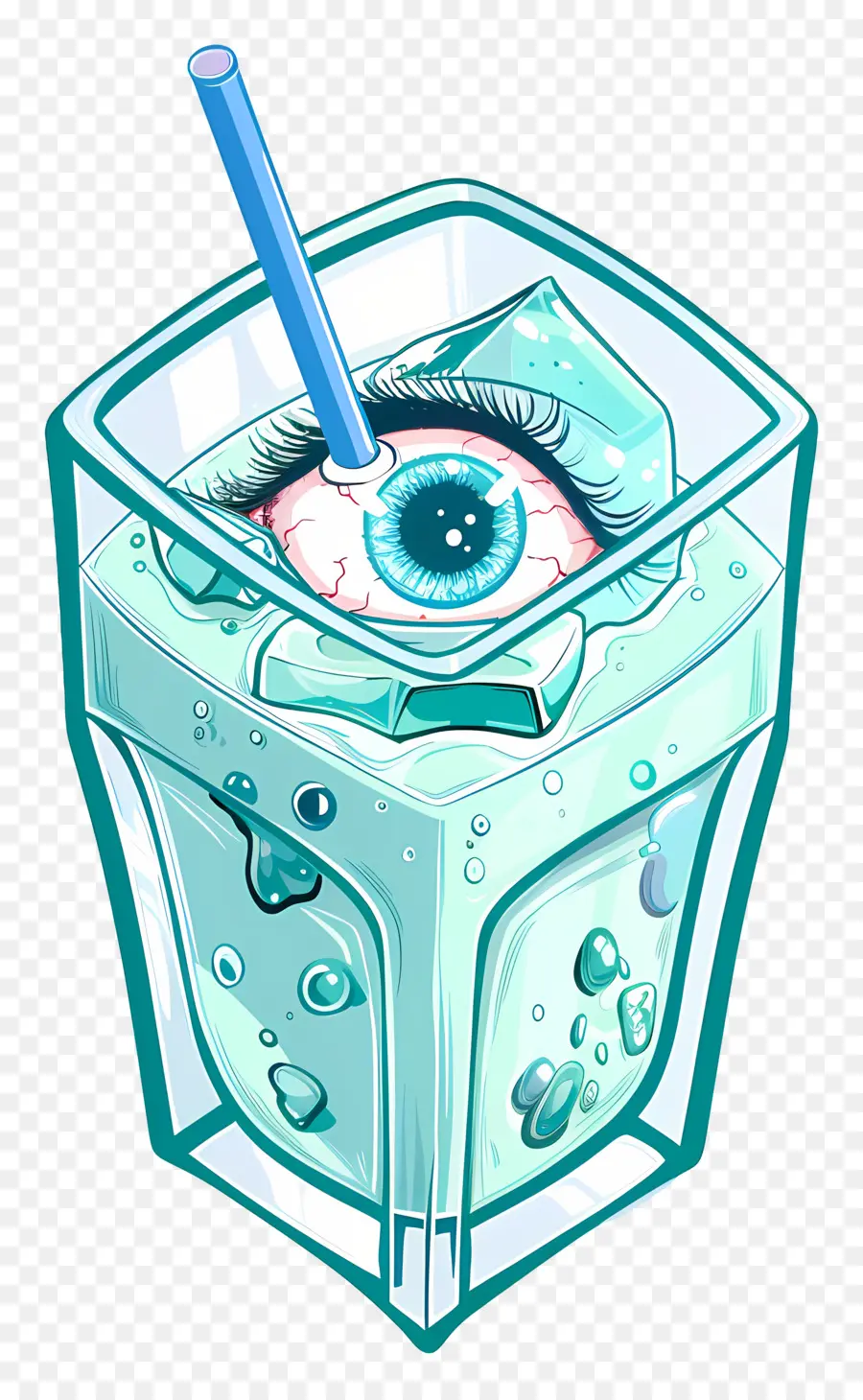 Minuman Halloween，Bola Mata Dalam Minuman Biru Muda PNG