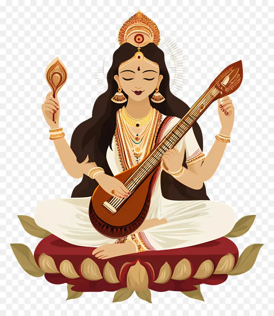 Saraswati，Dewi Dengan Alat Musik PNG