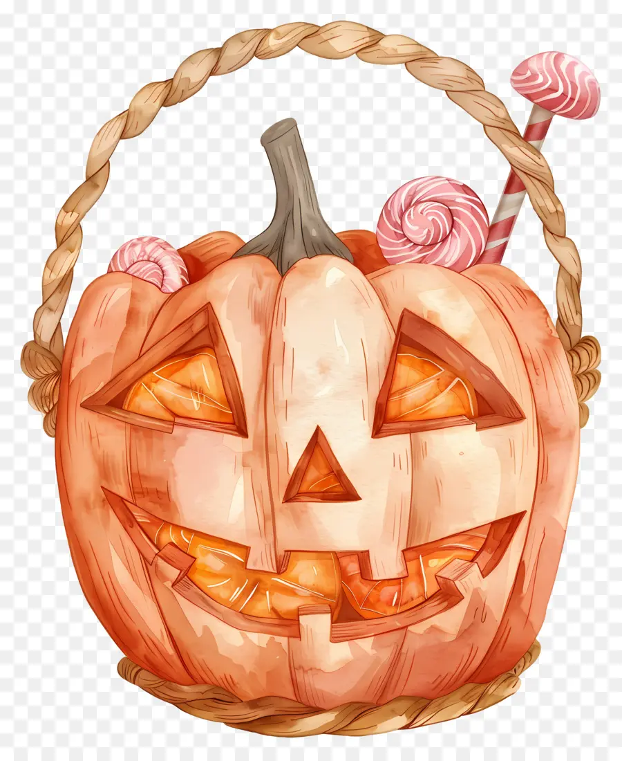 Keranjang Halloween，Keranjang Labu PNG