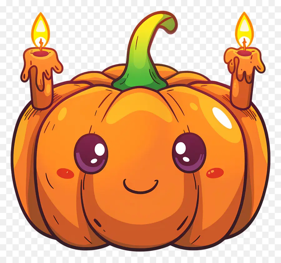 Lilin Halloween，Labu Kuning PNG