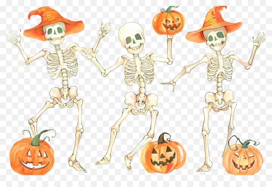 Tengkorak Halloween，Kerangka Menari PNG