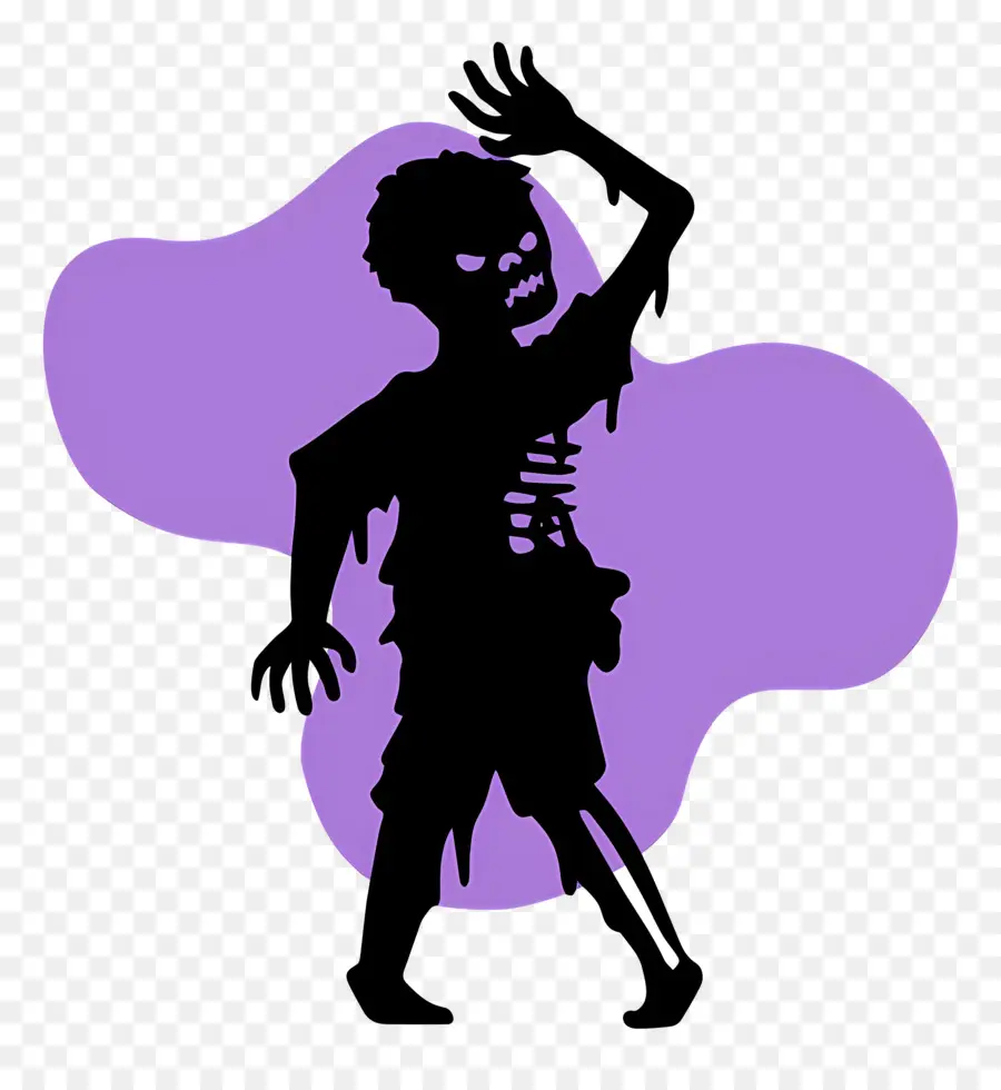 Susu Kocok Halloween，Zombi Dengan Latar Belakang Ungu PNG