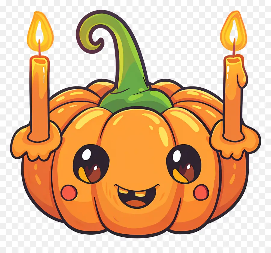 Lilin Halloween，Labu Kuning PNG