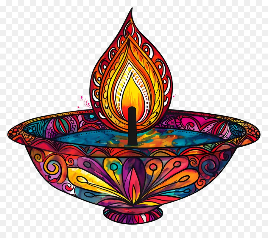 Diwali Diya，Diya Yang Rumit PNG