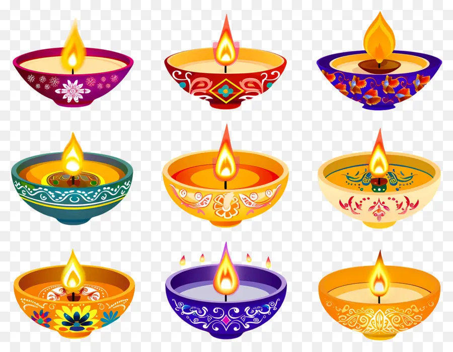 Lilin Diwali，Pastel Diya PNG