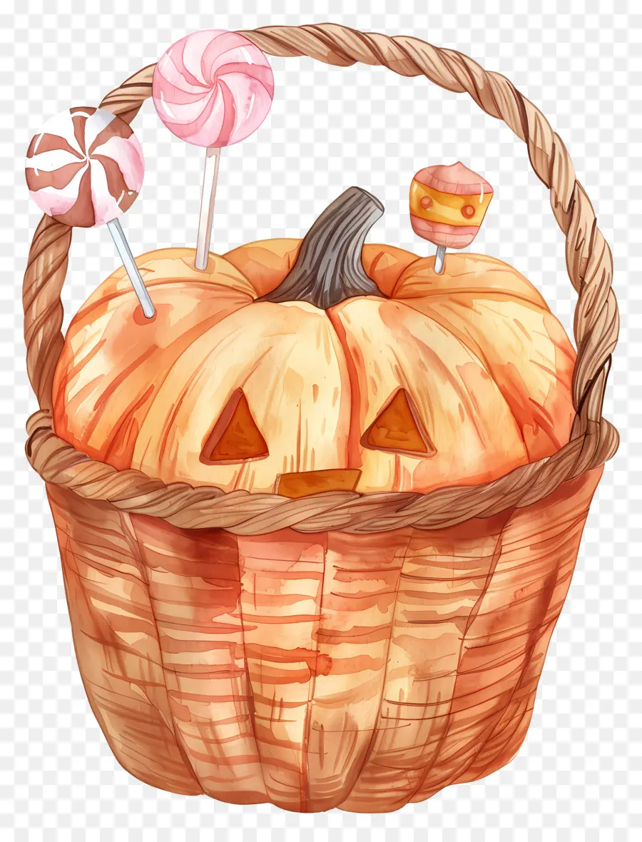 Keranjang Halloween，Keranjang Labu PNG