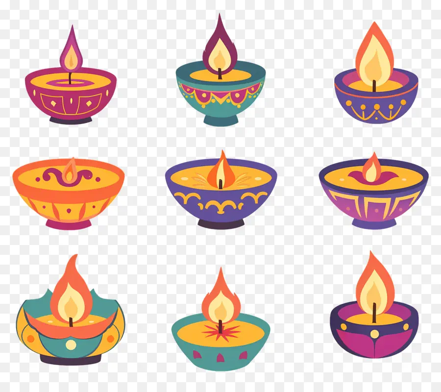 Lilin Diwali，Pastel Diya PNG