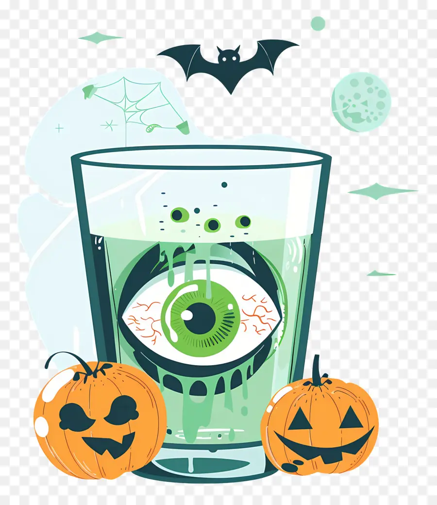 Minuman Halloween，Minuman Bola Mata Hijau PNG