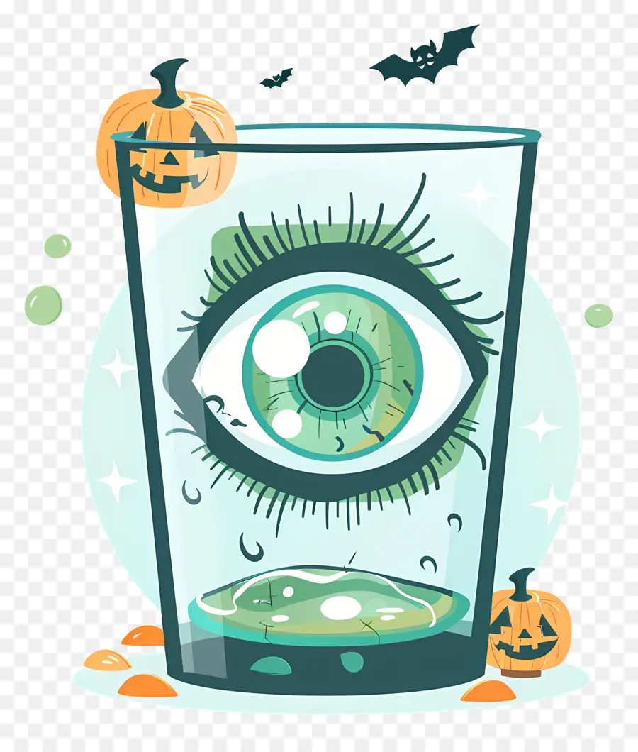 Minuman Halloween，Minuman Hijau Dengan Mata PNG