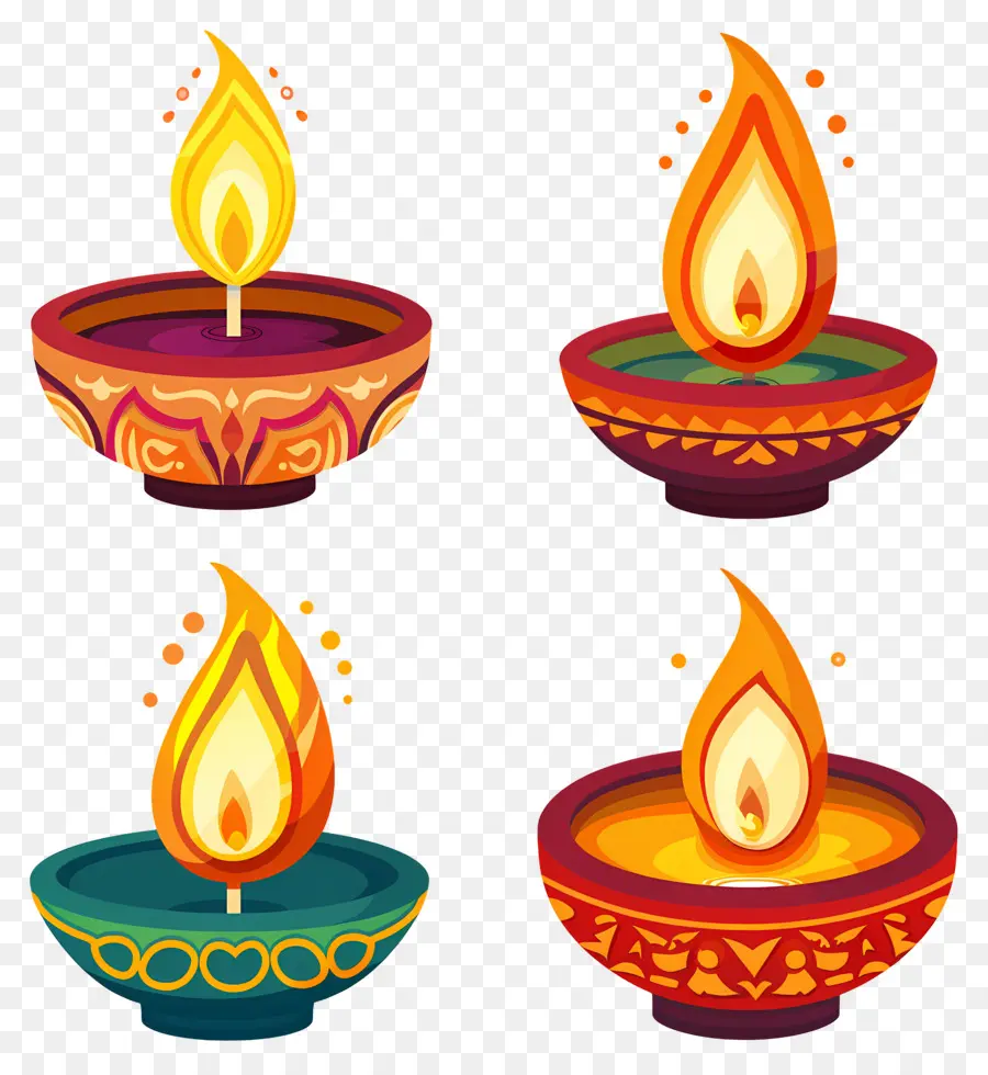 Lilin Diwali，Diya Dekoratif PNG