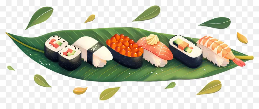 Sushi Di Atas Daun，Sushi Di Daun PNG