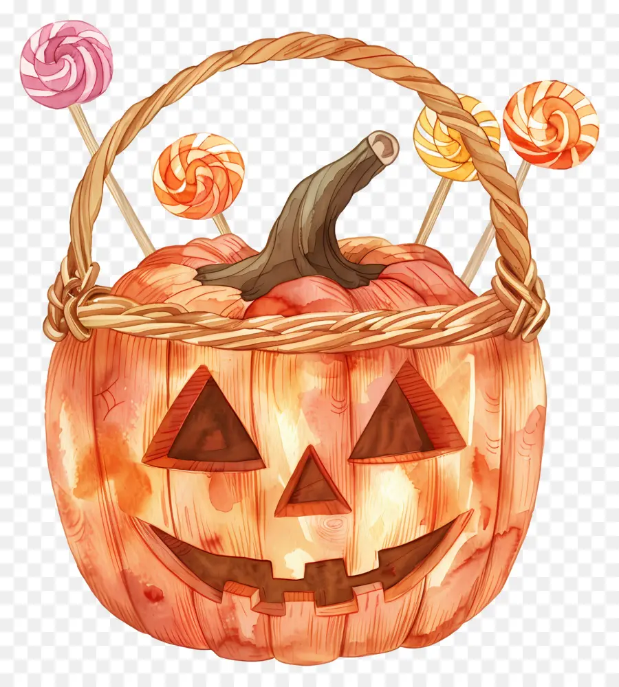 Keranjang Halloween，Keranjang Labu PNG