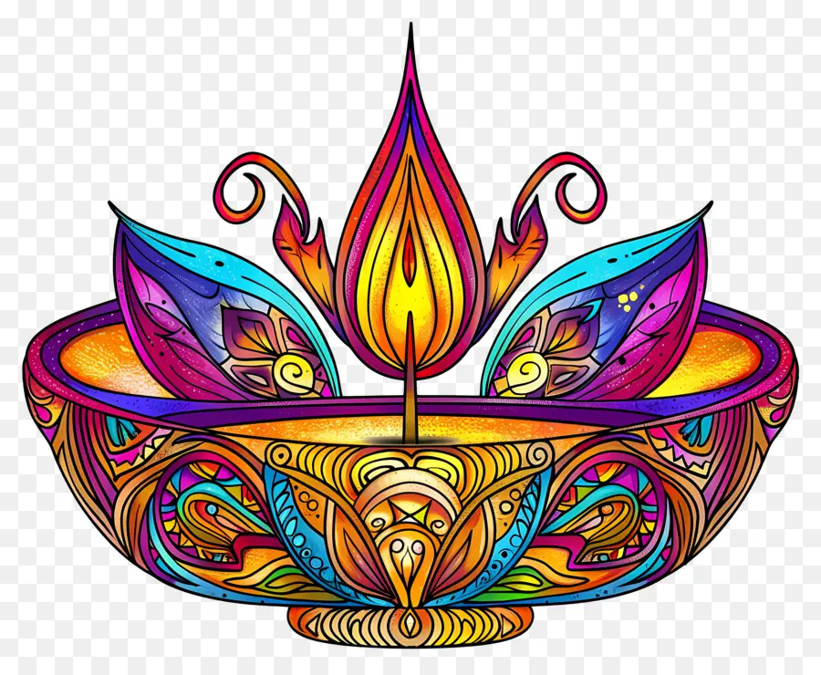 Diwali Diya，Diya Yang Penuh Warna PNG