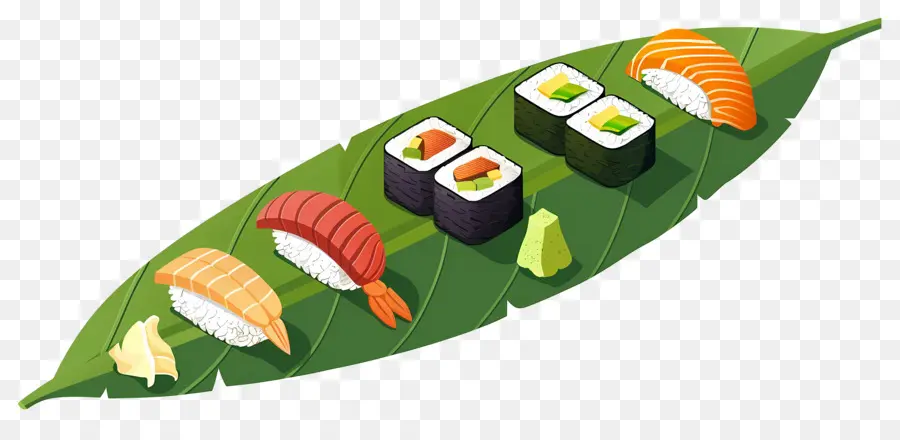 Sushi Di Atas Daun，Sushi Di Daun PNG