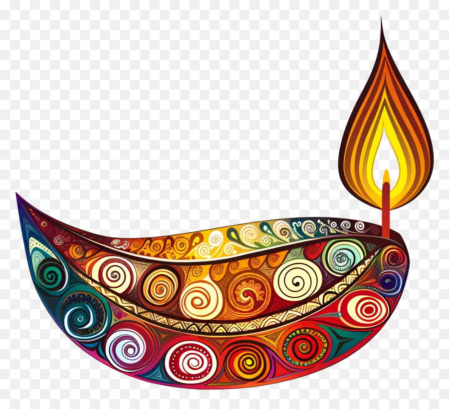 Diwali Diya，Spiral Diya PNG