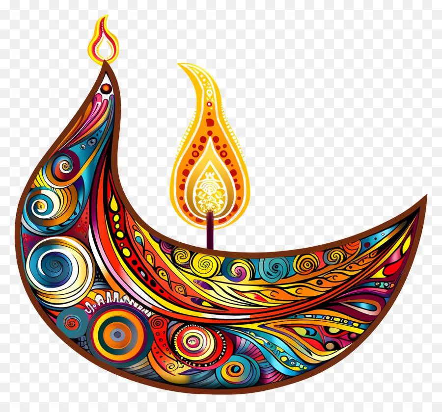 Diwali Diya，Diya Yang Melengkung PNG