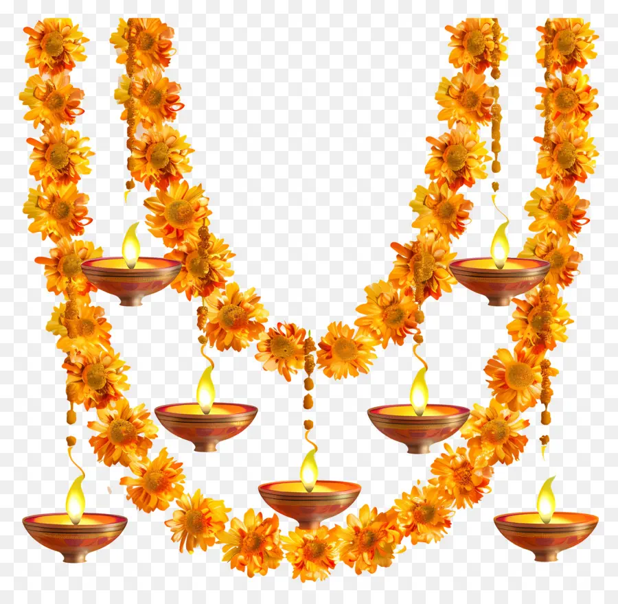 Karangan Bunga Marigold Diwali，Karangan Bunga PNG