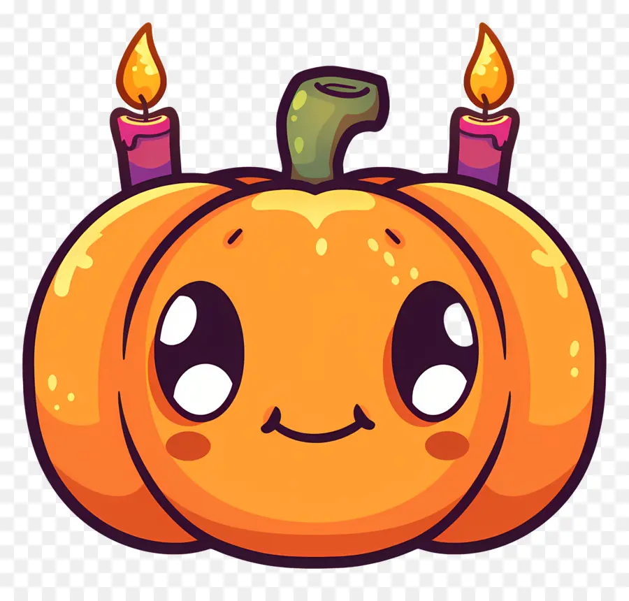 Lilin Halloween，Labu Kuning PNG