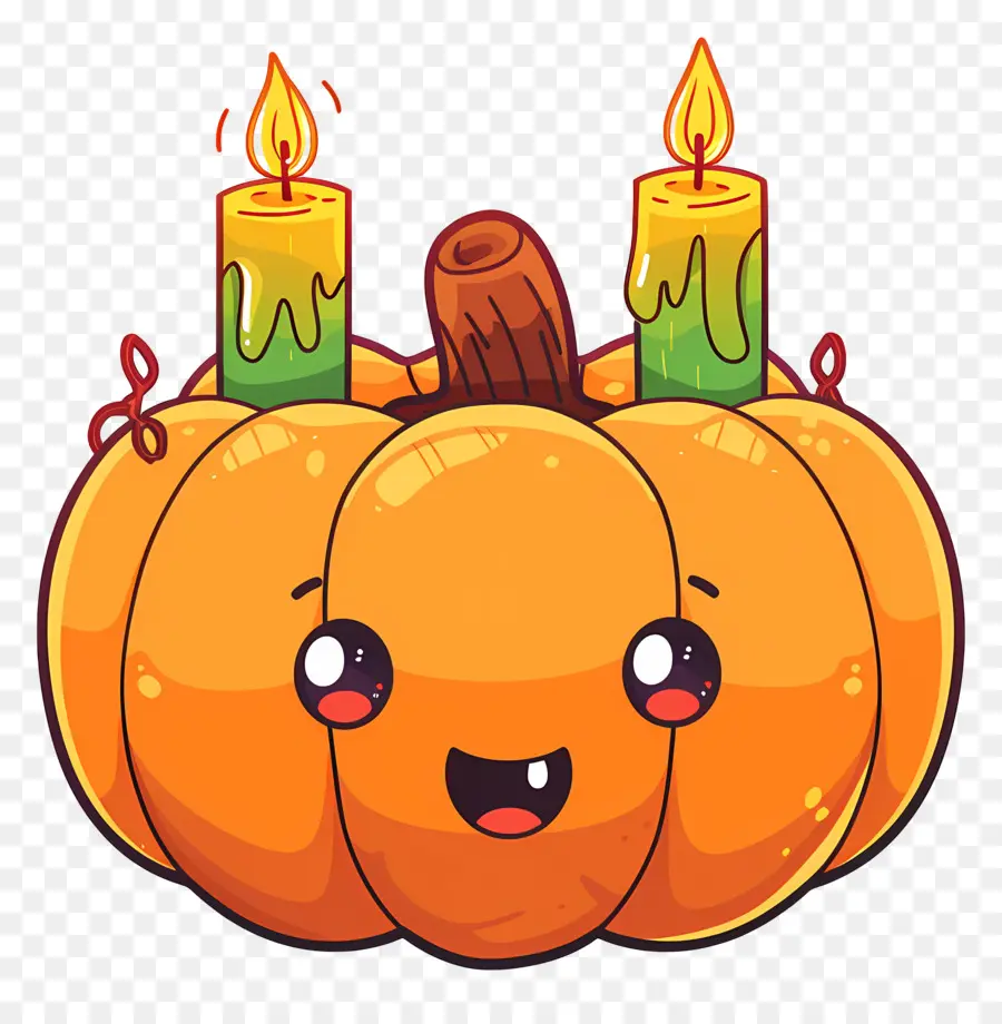 Lilin Halloween，Labu Kuning PNG