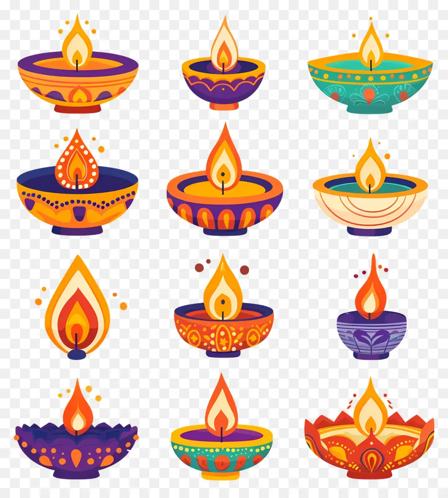 Lilin Diwali，Diya Dekoratif PNG