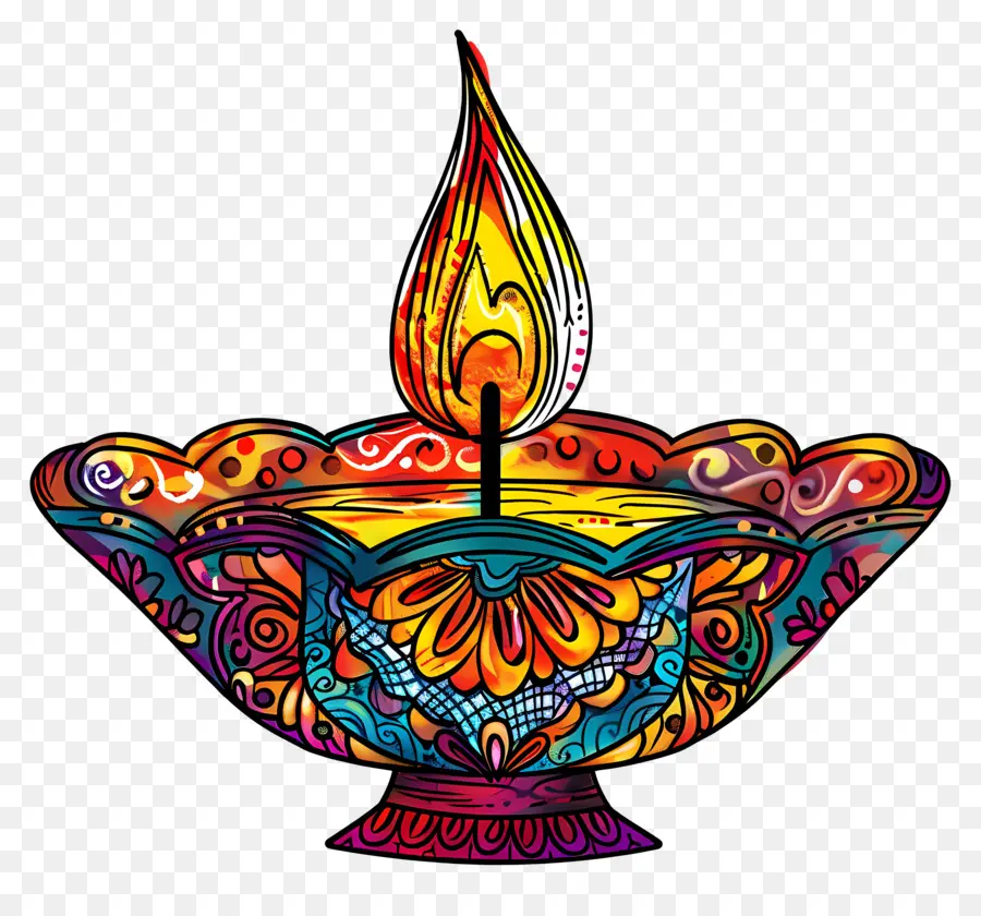 Diwali Diya，Diya Yang Rumit PNG