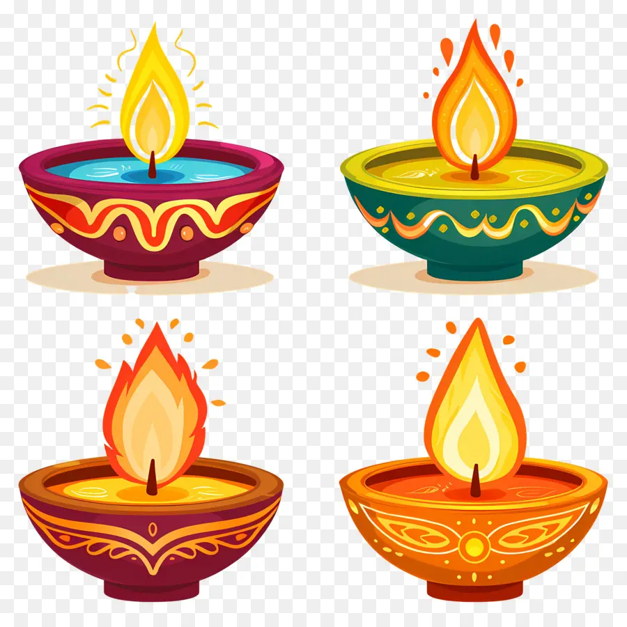 Lilin Diwali，Diya Dekoratif PNG