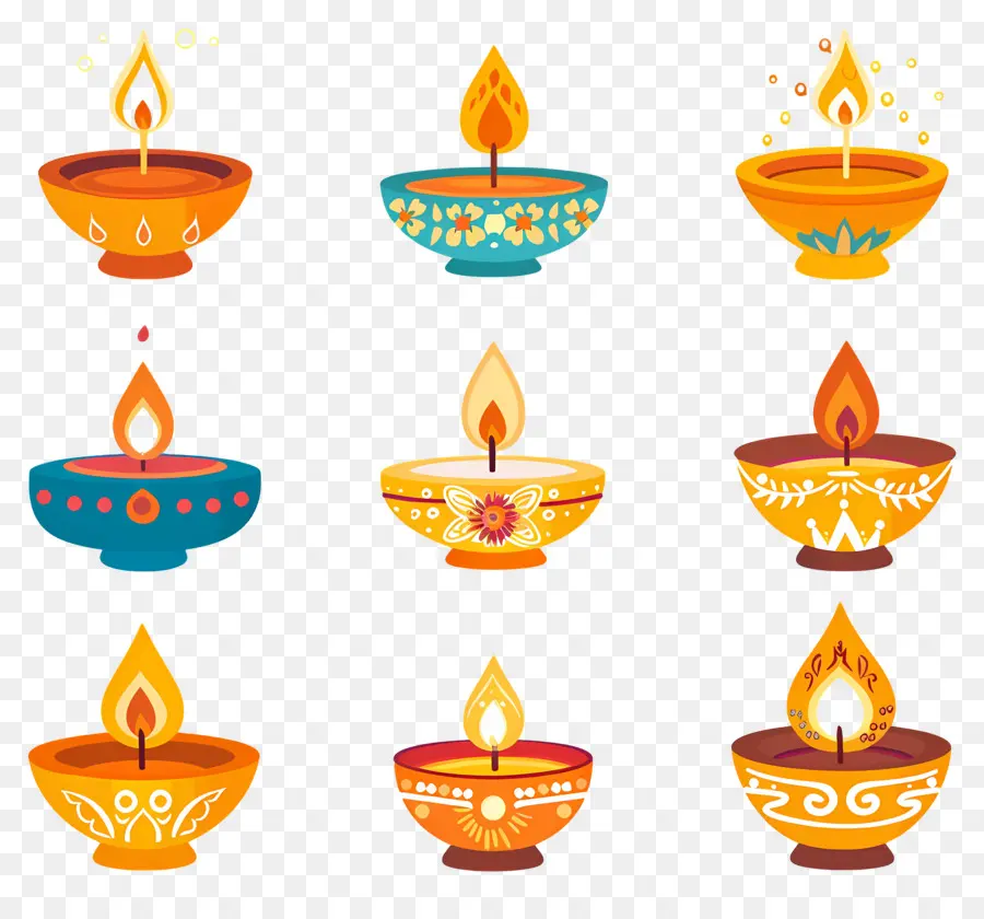 Lilin Diwali，Pastel Diya PNG