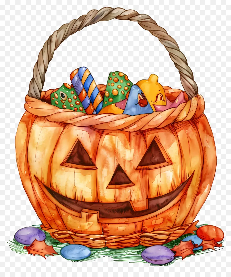 Keranjang Halloween，Keranjang Labu PNG