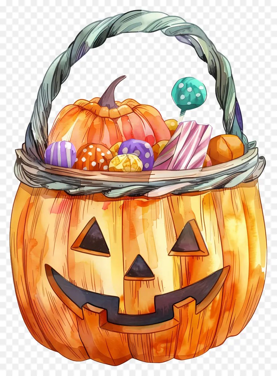 Keranjang Halloween，Keranjang Labu PNG