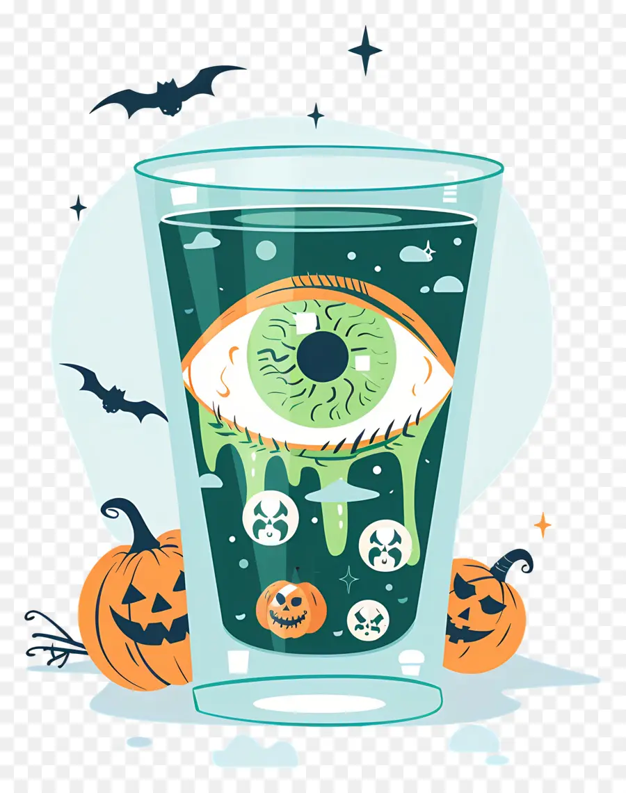 Minuman Halloween，Minuman Hijau Dengan Mata PNG