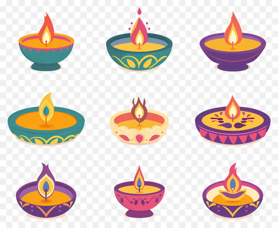 Lilin Diwali，Pastel Diya PNG